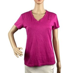 Nike Dri-Fit Top Size S Pink V-Neck Short Sleeve